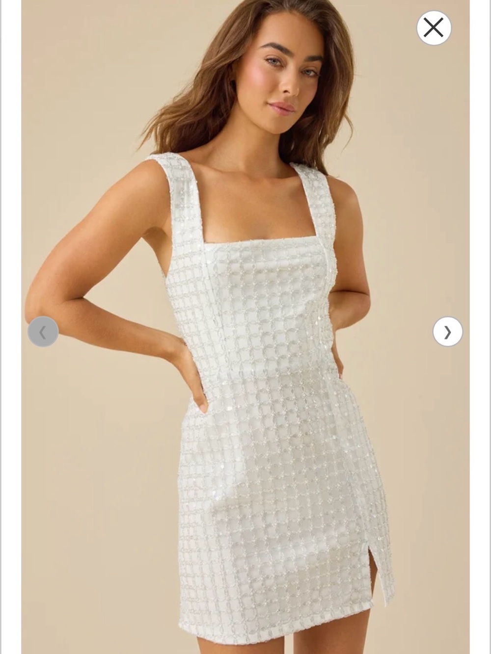 Altar'd State White Embellished Square Neck Mini Dress